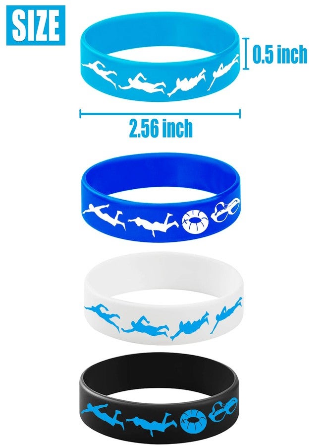 PIBIPAID 48PCS Swimming Rubber Bracelet Party Favors -Swimming Silicone Wristband Party Supplies Decorations Swimming Action Sport Themed Birthday Baby Shower Party - Image 3